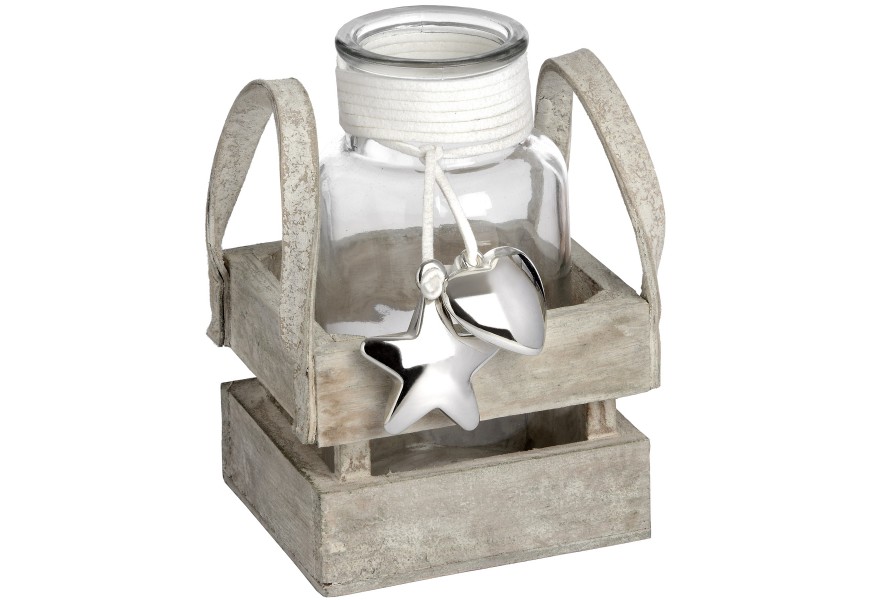 Glass Display Jar with Silver Heart and Star Detail