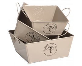 The Vintage Garden Set of Three Square Tin Storage Baskets