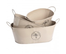 The Vintage Garden Set of Three Oval Tin Storage Baskets