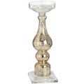 Tall antique gold glass candle column.