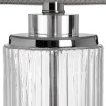 Luxusní moderní stolní lampa Roma s průhlednou drážkovanou skleněnou nohou a šedým stínítkem se vzorem rybí kosti 81 cm