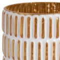 Large vase gold and white patterned candle holder.