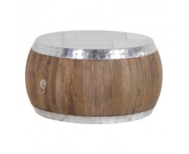 Designový industriální konferenční stolek dřevo a hliník