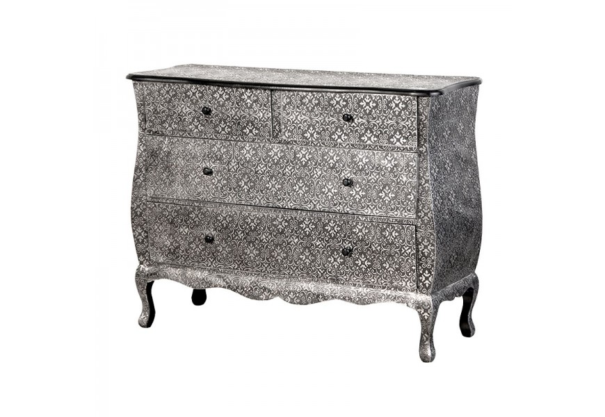 Luxusn&iacute; stř&iacute;brn&aacute; reli&eacute;fn&iacute; komoda Gloria 104cm