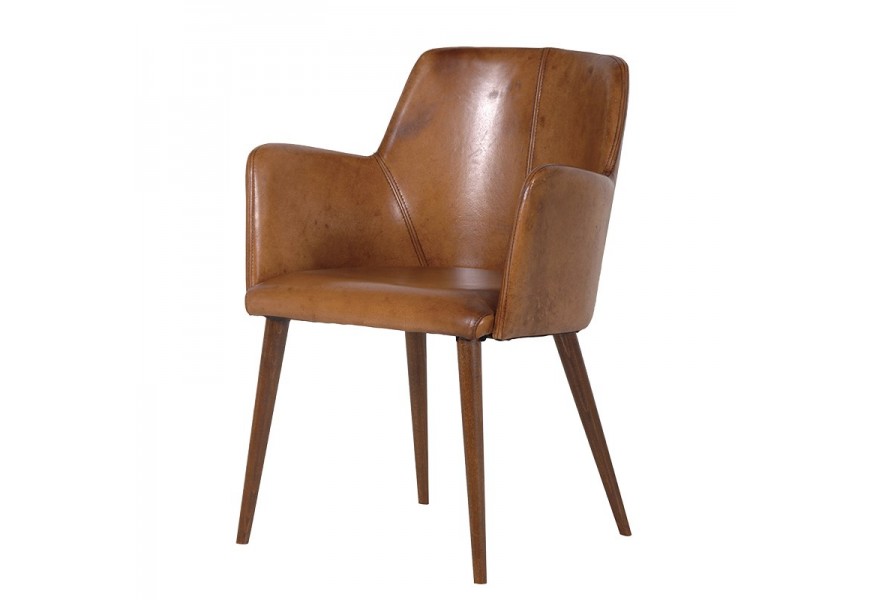 Stylová kožená retro židle Benard 81cm