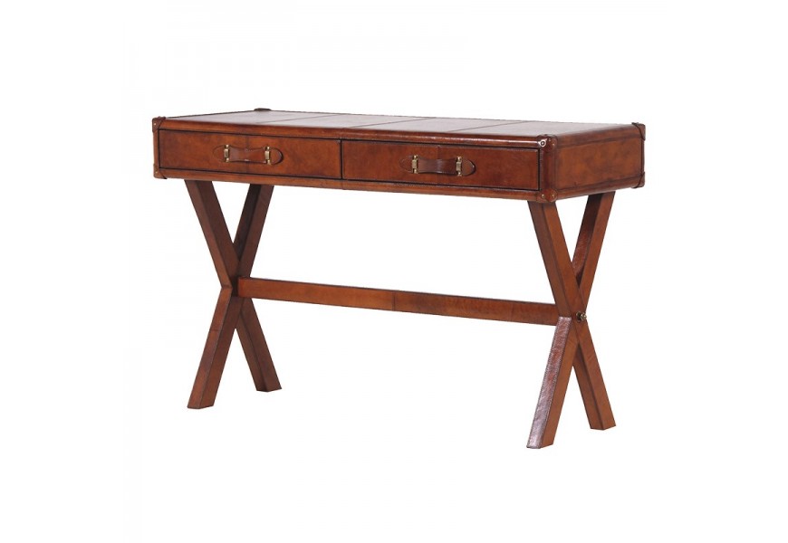 Atypický koloniální kožený stůl MERIDA