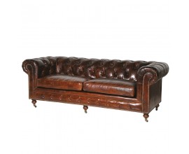 Luxusní CHESTERFIELD sedačka z pravé kůže 224cm