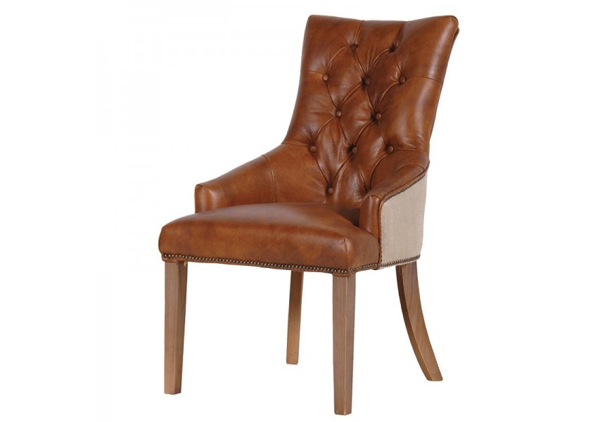 Jídelní židle CHESTERFIELD z pravé kůže 98cm