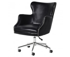 Černá kožená kancelářská židle Neuville