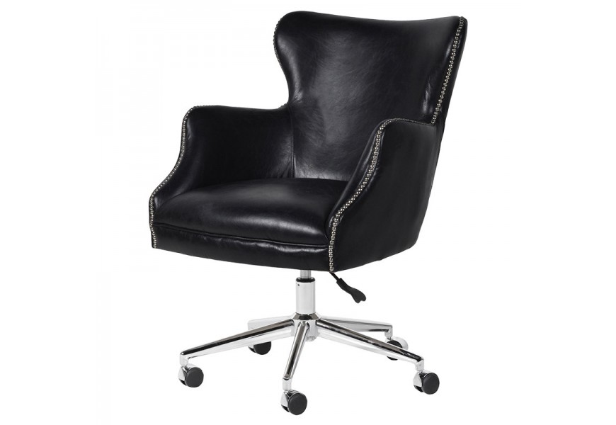 Černá kožená kancelářská židle Neuville