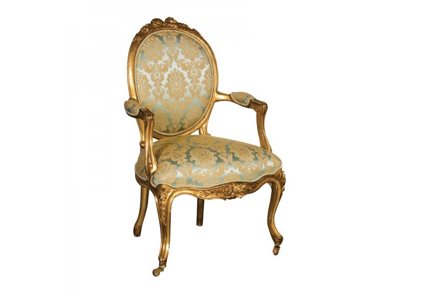 Luxusní antická židle Roi Gilt zeleno zlatá