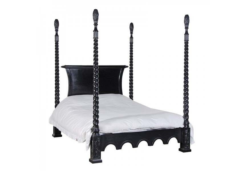Luxusní zámecká postel s nebesy Antic Nero 180cm