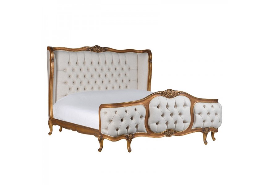 Luxusní barokní manželská postel Roi Gilt v šedé barvě 190cm