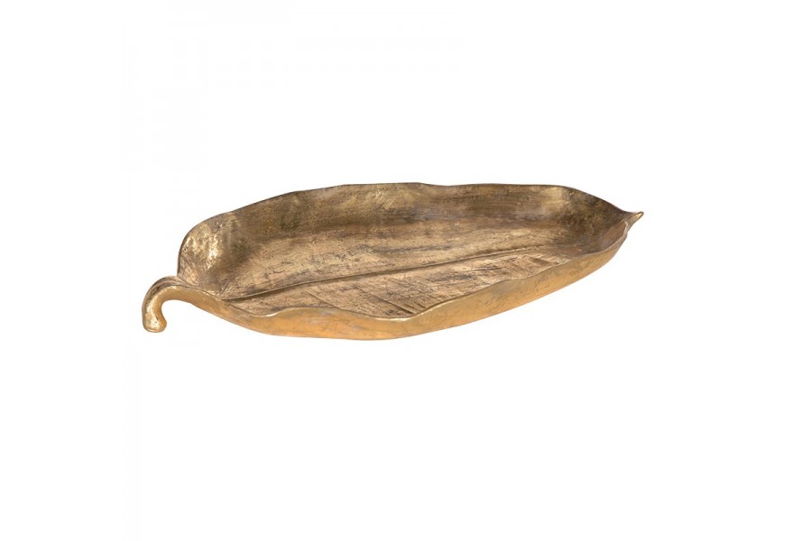 Keramická zlatá miska ve tvaru listu
