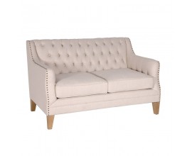 Luxusní chesterfield dvoj sedačka Gresham 136cm s béžovým potahem