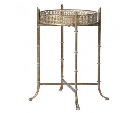 Luxusní kovový kulatý příruční stolek Sybille z kovu antické zlaté barvy na nožičkách v orientálním provedení
