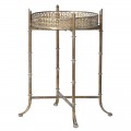 Luxusní kovový kulatý příruční stolek Sybille z kovu antické zlaté barvy na nožičkách v orientálním provedení