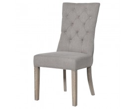 Chesterfield luxusní béžová jídelní židle Navalpino s masivními dubovými nohama 103cm