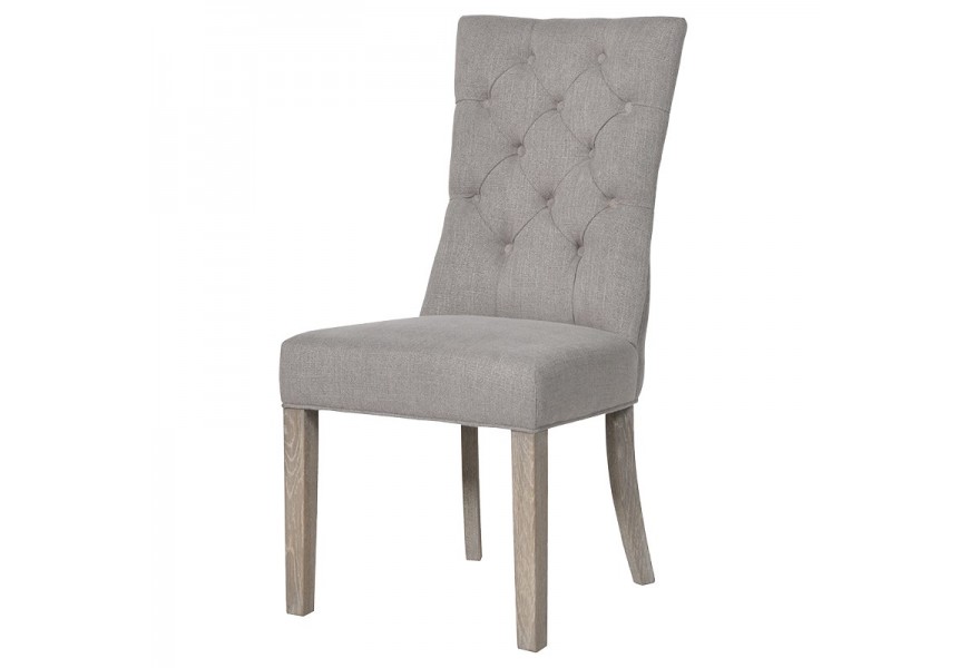 Chesterfield luxusní béžová jídelní židle Navalpino s masivními dubovými nohama 103cm