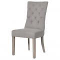 Chesterfield luxusní béžová jídelní židle Navalpino s masivními dubovými nohama 103cm