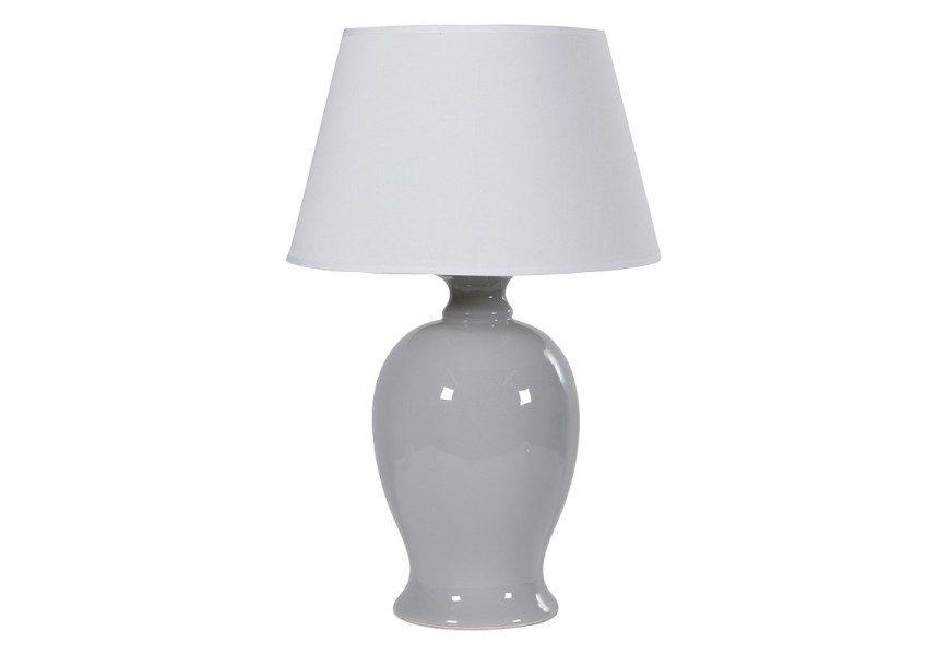Moderní keramická modrošedá stolní lampa Sendy s bílým stínítkem 53cm
