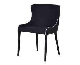 Moderní jídelní židle Obalea s černým čalouněním s tvarovanou zádovou opěrkou a černými kovovými nožičkami 84cm