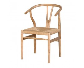 Venkovská dřevěná jídelní židle Hesien s vyplétaným sedákem v přírodních barvách 81cm