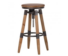 Industriální dřevěná barová židle Döfli s nastavitelným kruhovým sedadlem 69cm