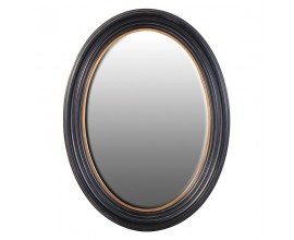 Retro oválné zrcadlo Lazia s dřevěným rámem černo-zlaté 122cm
