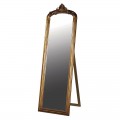 Klasické stojící zrcadlo Blaca se zdobeným rámem ze dřeva ve zlaté barvě
