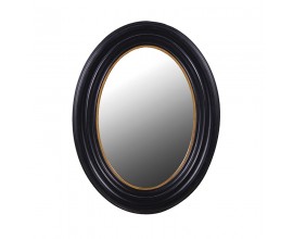 Designové oválné zrcadlo Lazia v retro stylu s dřevěným rámem černo-zlaté 87cm