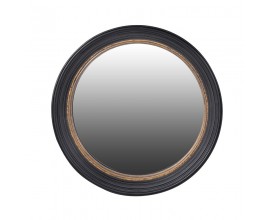 Art deco kulaté zrcadlo Lazia s dřevěným rámem černo-zlatá 85cm