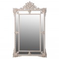 Klasické designové zrcadlo Ornata s dřevěným zdobeným rámem v krémové barvě obdélníkové 182cm