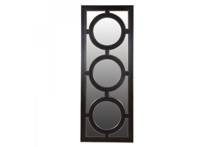 Luxusní art deco nástěnné zrcadlo Mirana černé barvy geometrických tvarů se zlatým zdobením