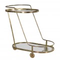 Art-deco oválný příruční stolek Heder na kolečkách se zlatou konstrukcí a skleněnou deskou 77cm