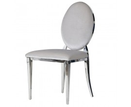 Glamour stříbrná jídelní židle Norris s kovovou chromovou konstrukcí a sametovým potahem 92cm