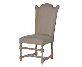 Luxusní vintage čalouněná židle NATURE vyřezávaná v šedé barvě 