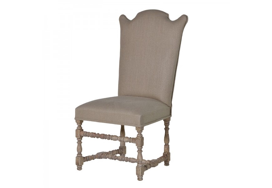 Luxusní vintage čalouněná židle NATURE vyřezávaná v šedé barvě 