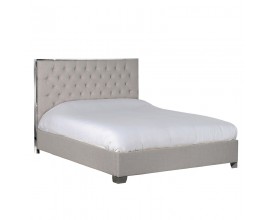 Chesterfield stylová postel Melor v béžovém odstínu s chromovým rámem 165cm