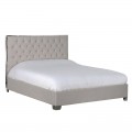 Chesterfield stylová postel Melor v béžovém odstínu s chromovým rámem 165cm