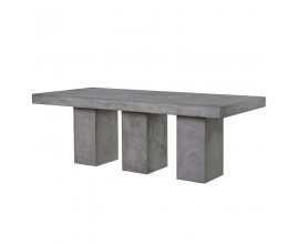 Moderní obdélníkový jídelní stůl Cementia z betonu se třemi nohama šedý 220cm