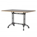 Kovový obdélníkový jídelní stůl Wes v industriálním stylu s kovovou vrchní deskou a dubovým rámem černý