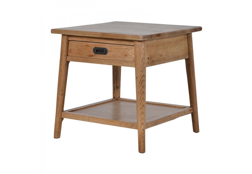 Masivní hranatý příruční stolek Parler z dubového dřeva s úložným prostorem 55cm