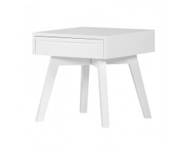 Moderní lesklý bílý noční stolek Glossa se šuplíkem a čtyřmi nožičkami 40cm