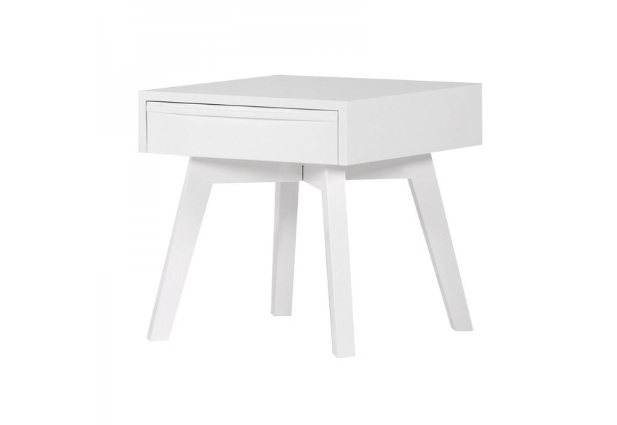 Designový moderní noční stolek Glossa se šuplíkem lesklý bílý