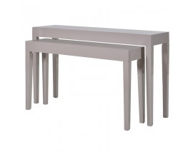 Moderní set dvou lesklých konzolových stolek Cons v šedé taupě barvě 130cm