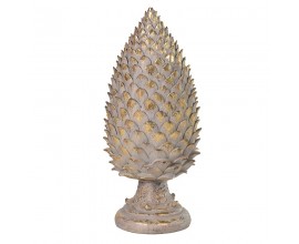Designov&aacute; glamour so&scaron;ka Finea v podobě velk&eacute; borov&eacute; &scaron;i&scaron;ky na podstavci ve zlat&eacute;m proveden&iacute; s vintage efektem ze&scaron;oupan&eacute; barvy