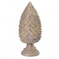 Designová glamour soška Finea v podobě velké borové šišky na podstavci ve zlatém provedení s vintage efektem zešoupané barvy