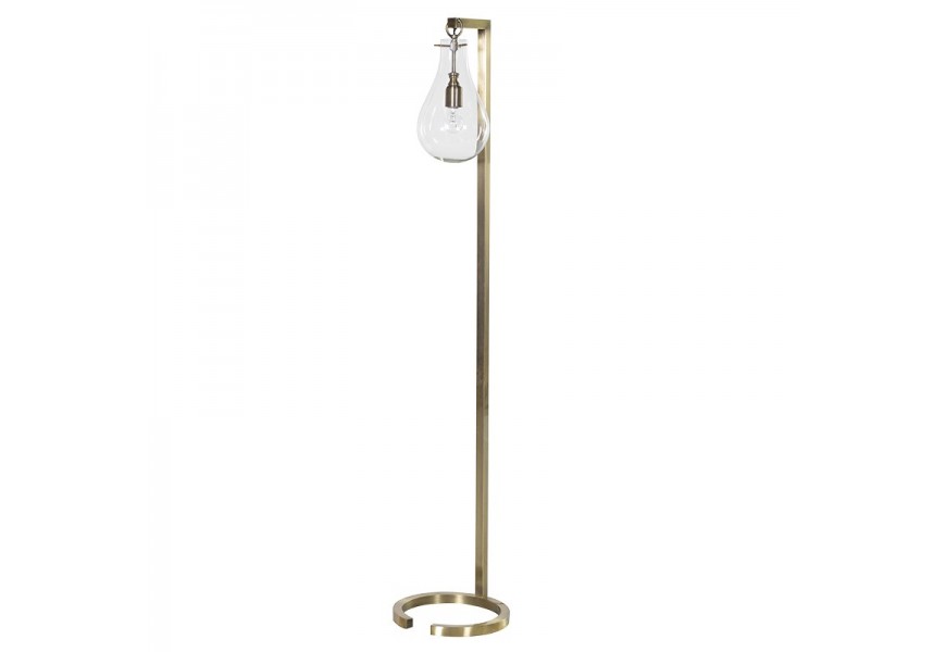 Stylová glamour stojací lampa Silian s velkou žárovkou a se zlatou kovovou konstrukcí