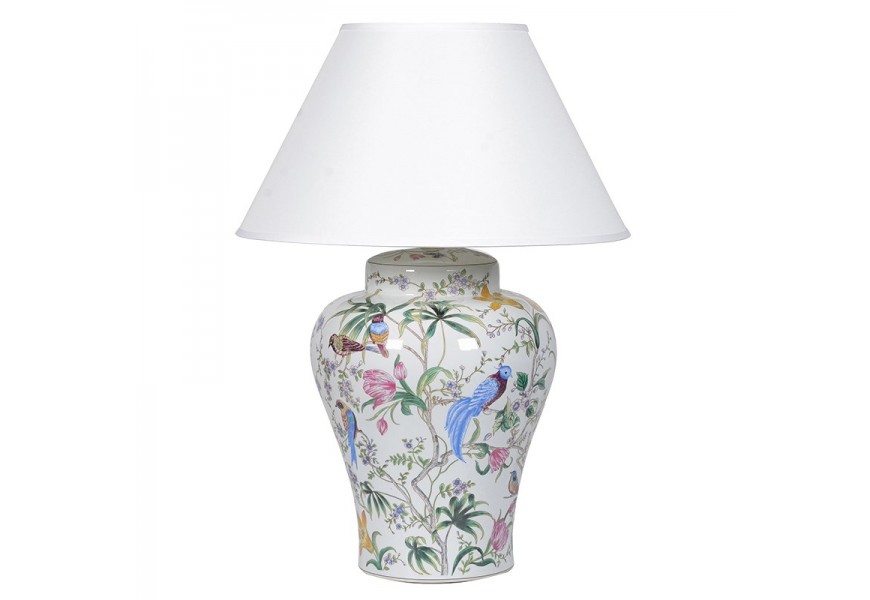 Floral Pattern Lamp W/Shade